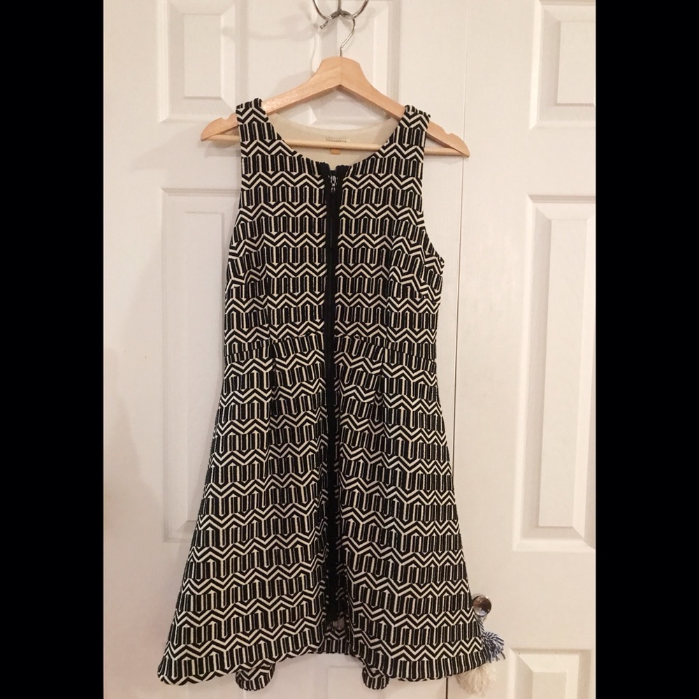 black and white fit and flare dress